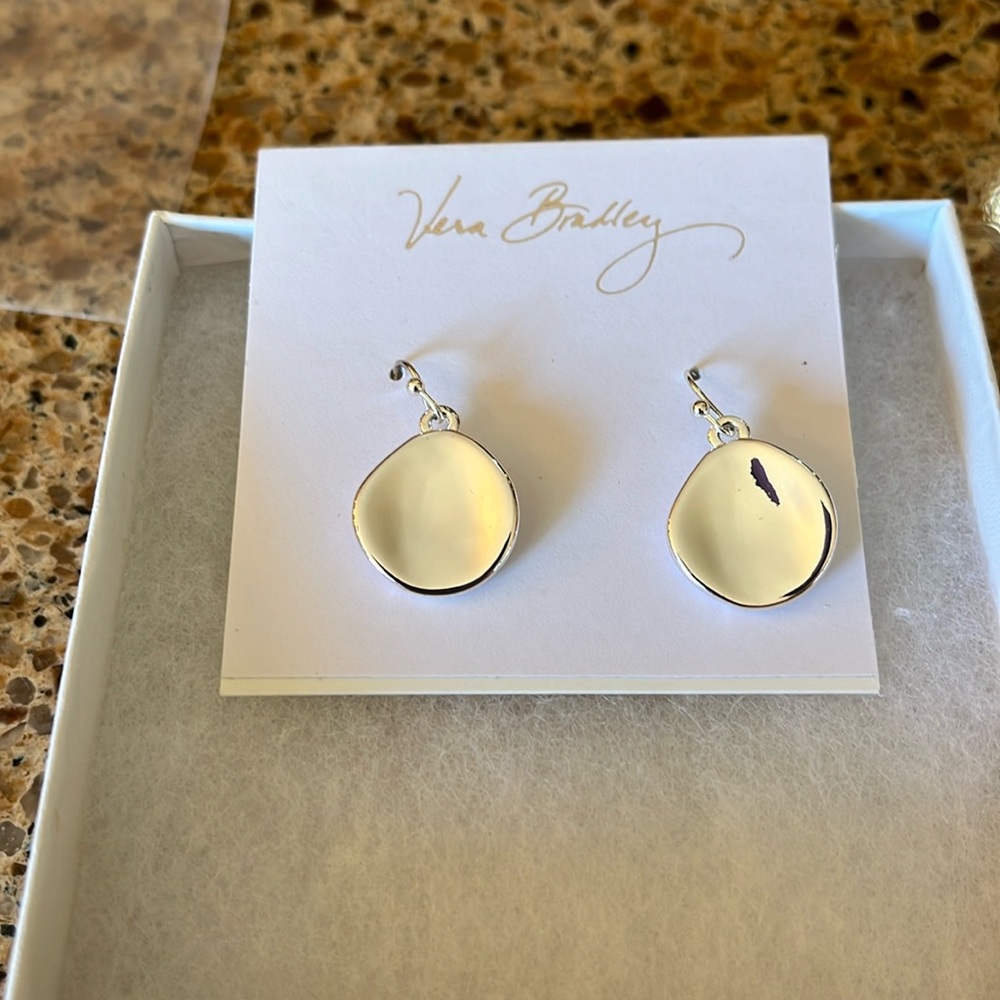 NWT Vera Bradley Earrings “Coin Drop” in silver tone